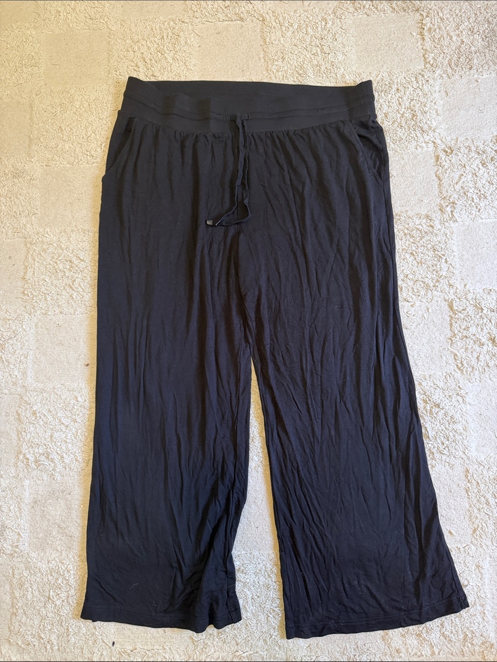 Terra & Sky Black Wide-Leg Drawstring Sweatpants